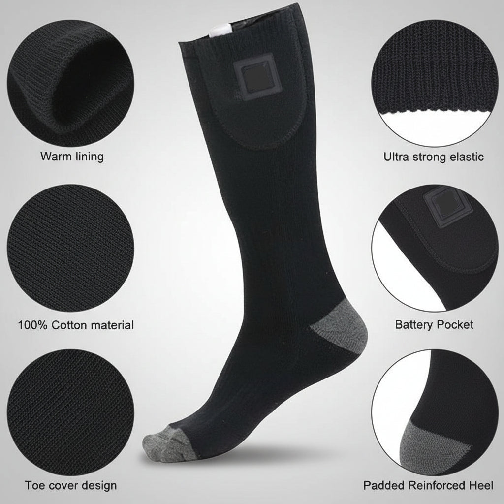 Rechargeable Heated Socks - Electric Thermal Foot Warmers with Toe Heating Zones — photo 15