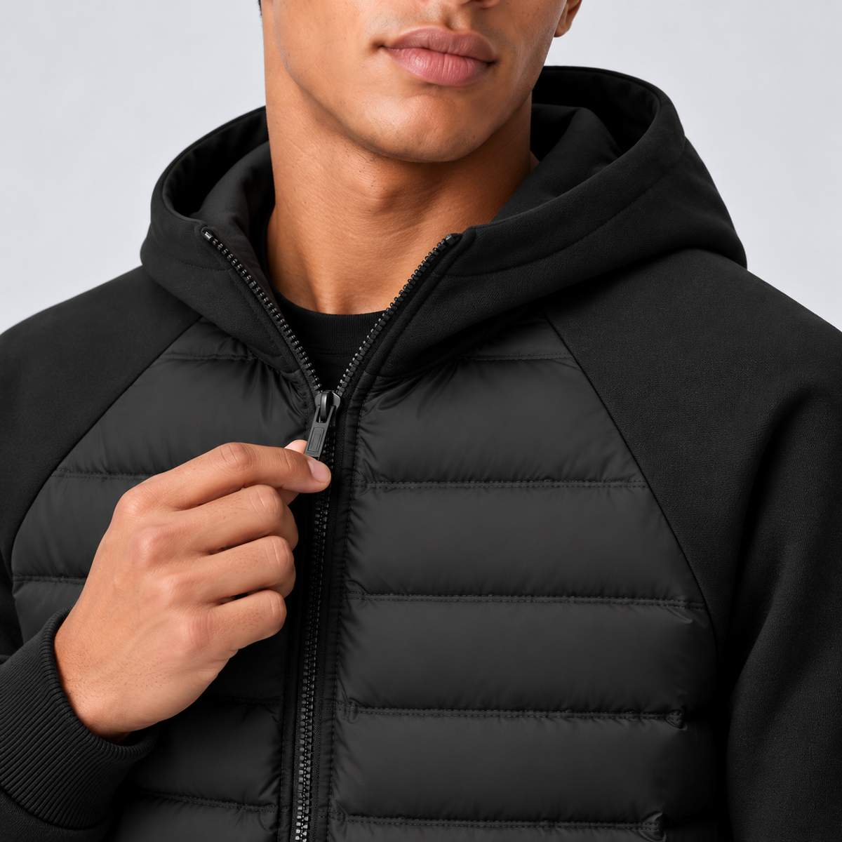 Nordspur | Men's Hybrid Quilted Jacket with Hood and Sweat Sleeves – Sporty Transitional Jacket — photo 2