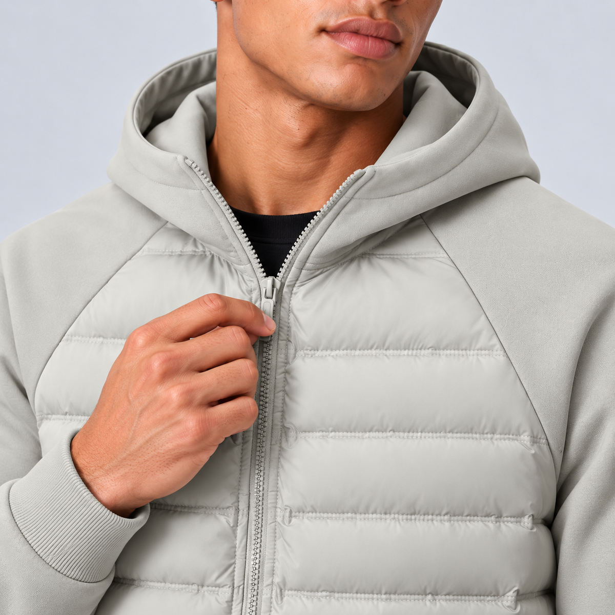 Nordspur | Men's Hybrid Quilted Jacket with Hood and Sweat Sleeves – Sporty Transitional Jacket — photo 7