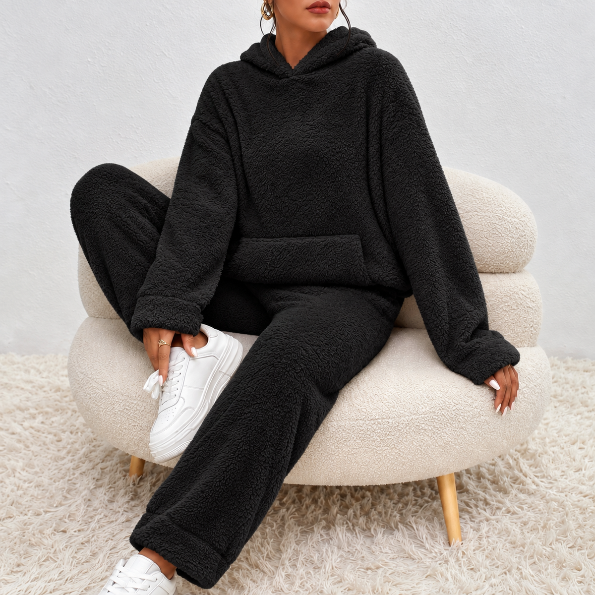 Hooded Loungewear Ultra Comfortable Teddy Pajama Set — photo 5