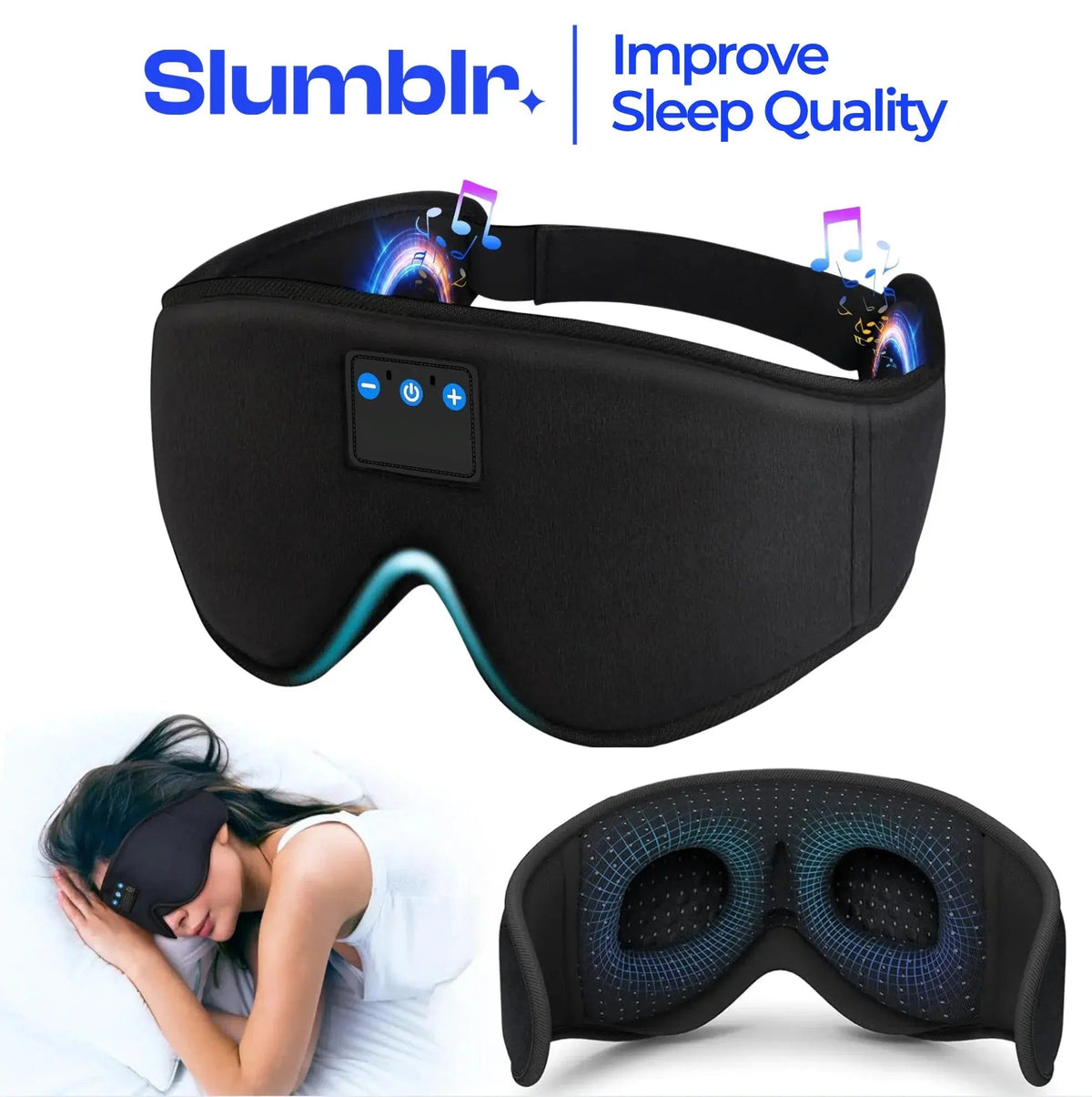 Slumblr® Bluetooth Sleep Mask with Headphones 3D Contoured Design — photo 1