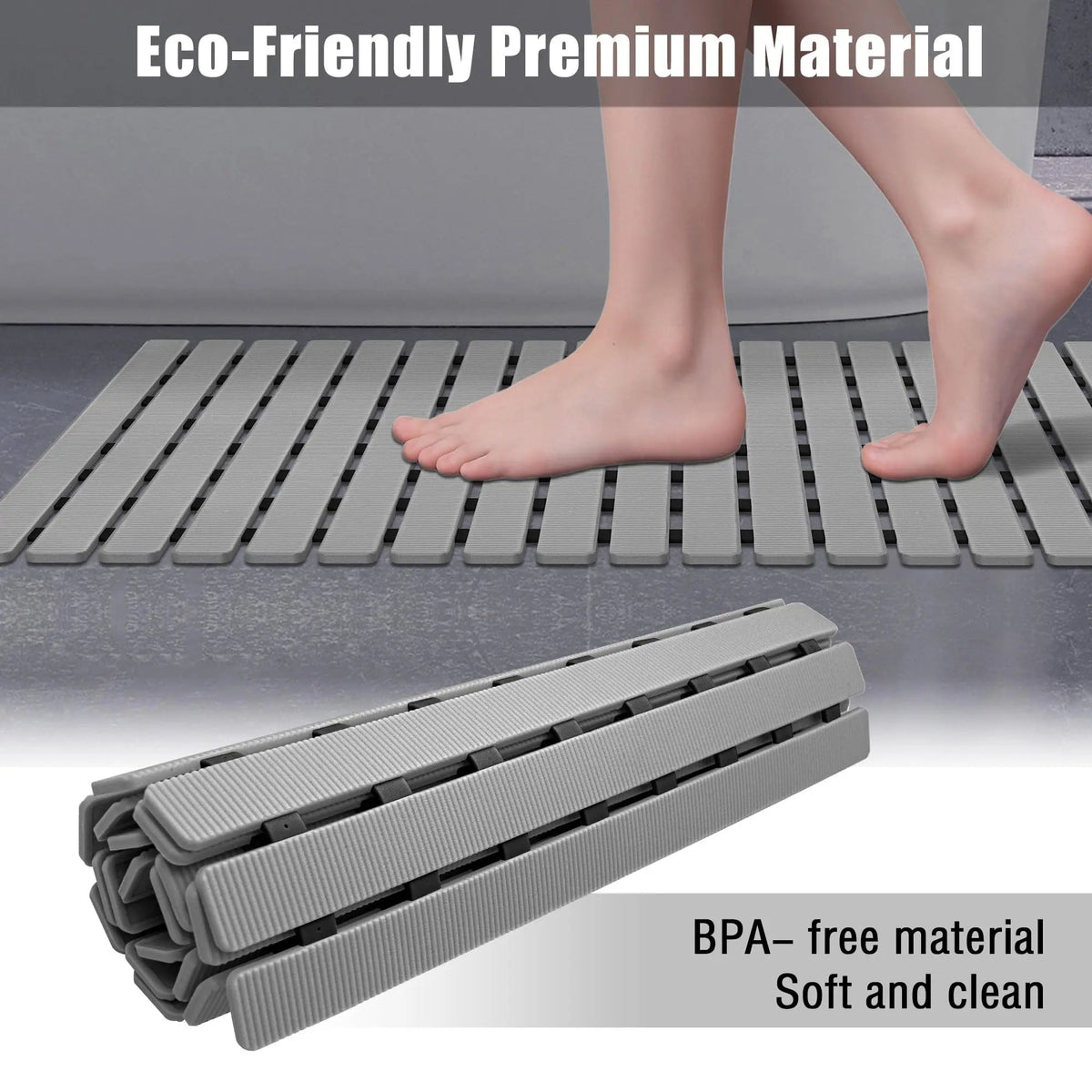 Non-Slip Bath Mat with Suction Cups and Drain Holes – Soft TPE Shower & Bathtub Mat, 16 x 25 in, 4 Colours — photo 10