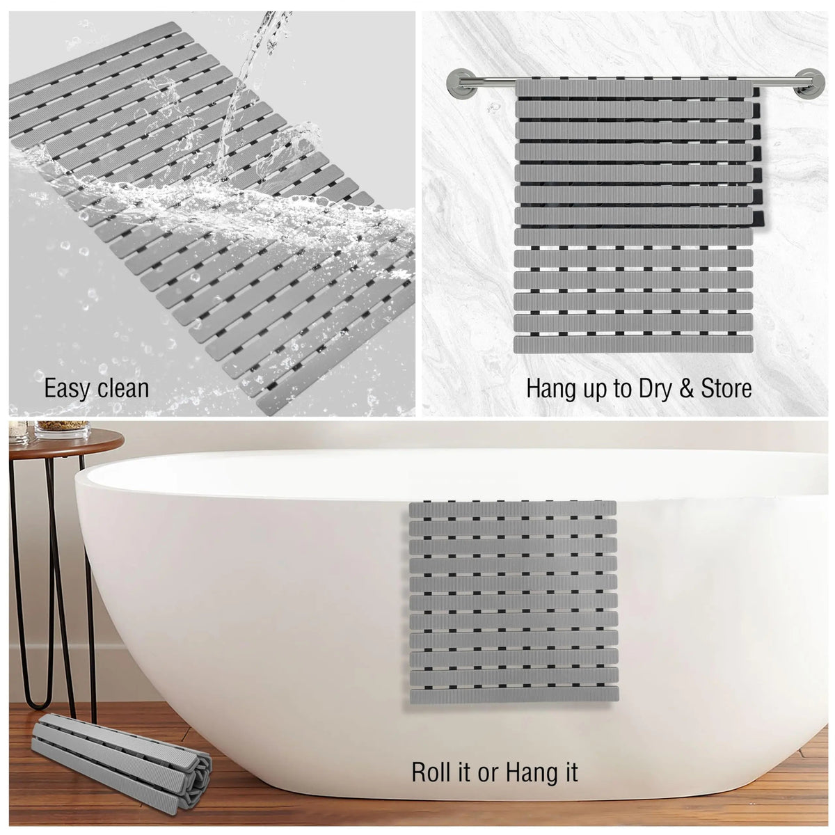 Non-Slip Bath Mat with Suction Cups and Drain Holes – Soft TPE Shower & Bathtub Mat, 16 x 25 in, 4 Colours — photo 11