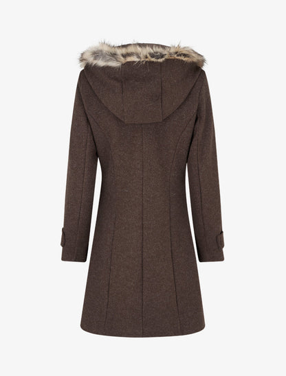 Nordspur | Long Hooded Coat with Fur - Chocolate — photo 2
