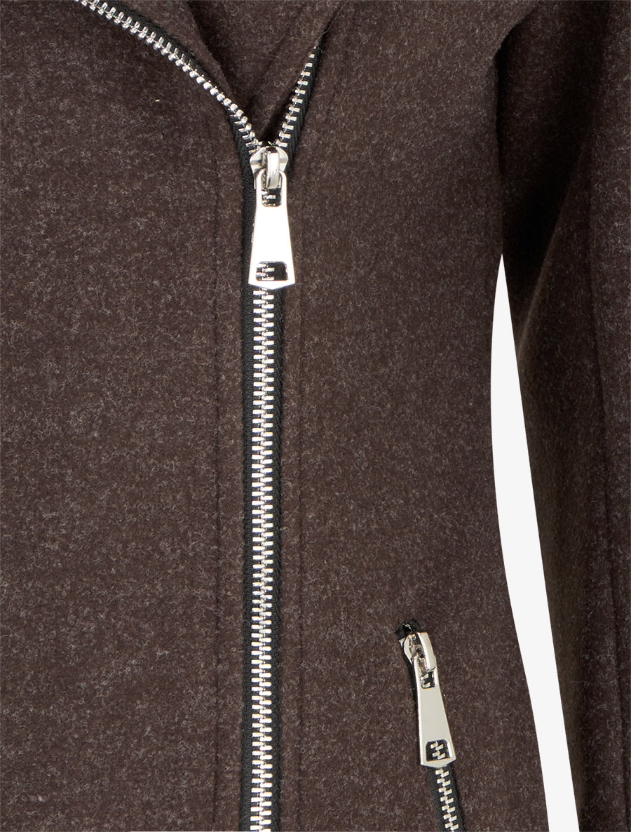 Nordspur | Long Hooded Coat with Fur - Chocolate — photo 3