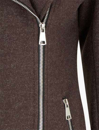 Nordspur | Long Hooded Coat with Fur - Chocolate — photo 3