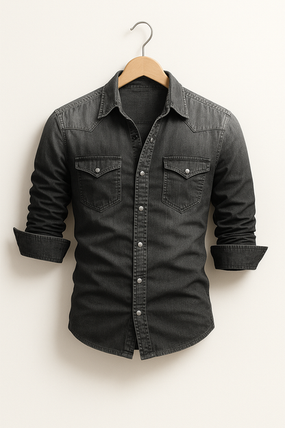 Men's Denim Rugged Casual Shirt with Long Sleeves — photo 4