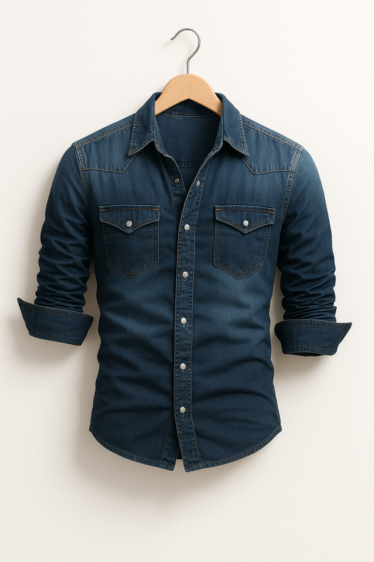 Men's Denim Rugged Casual Shirt with Long Sleeves — photo 5