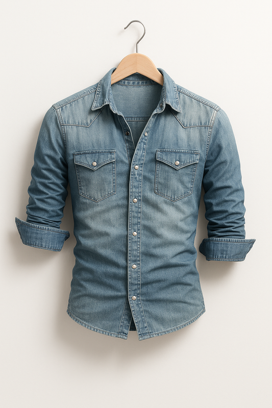 Men's Denim Rugged Casual Shirt with Long Sleeves — photo 6