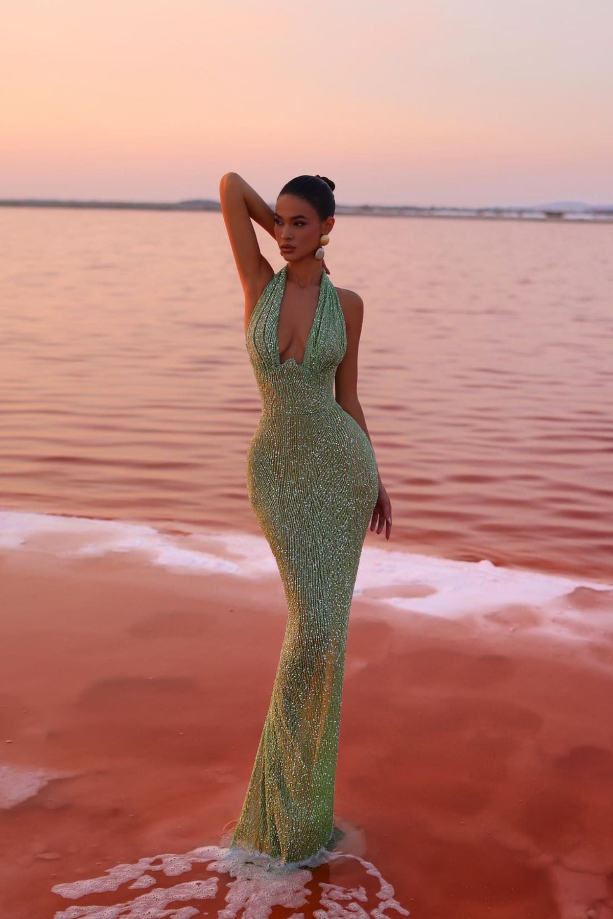 Women's Glitter Halter Neck Fitted Maxi Dress | Sparkling Evening Party Gown for Formal Occasions and Special Events — photo 6