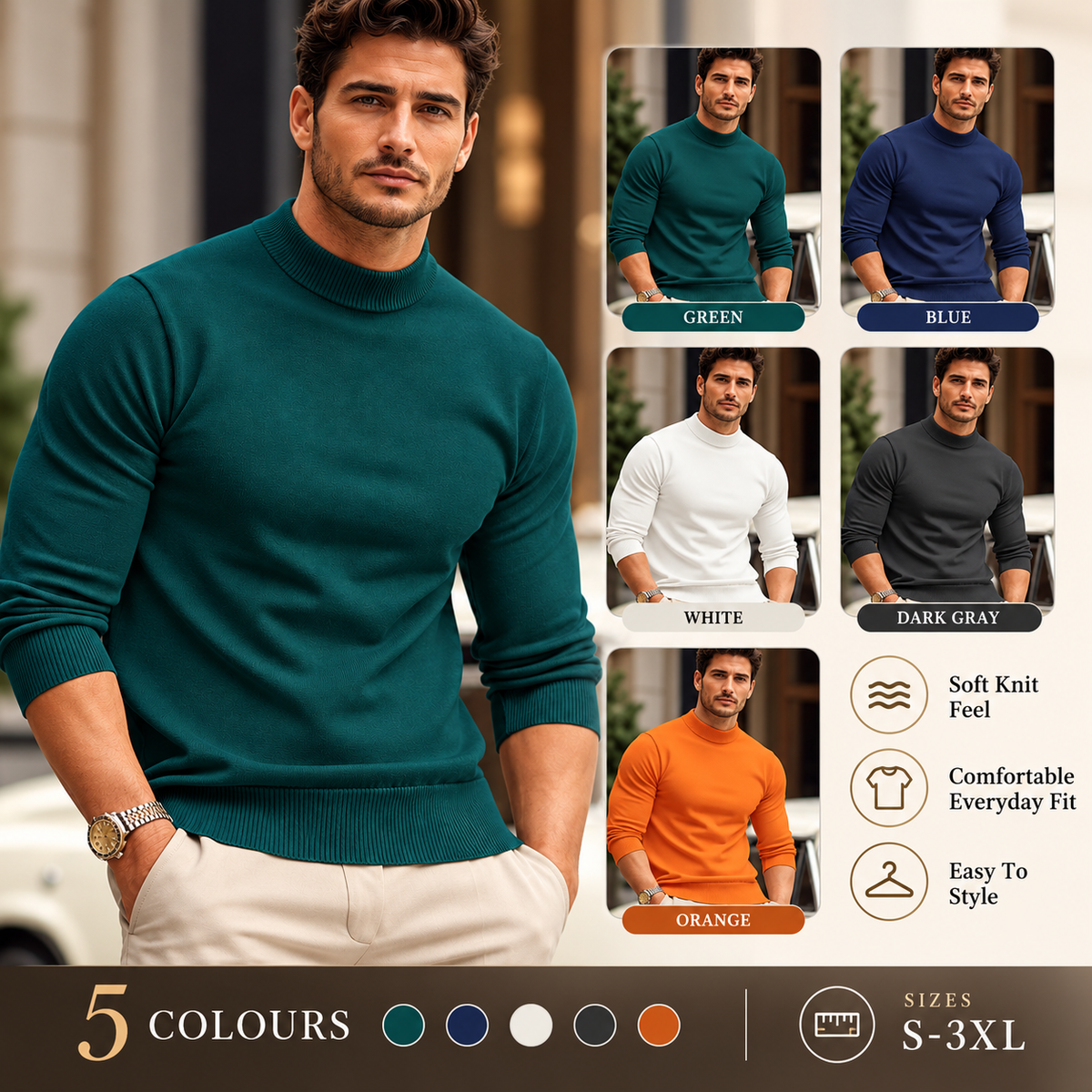 Men's Crew Neck Casual Sweater | Knitted Design — photo 9