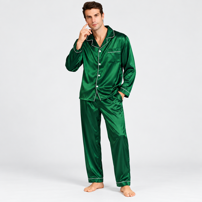 Men's Pajamas Long Sleeve Pajama Set | Elastic Waistband Pants — photo 4
