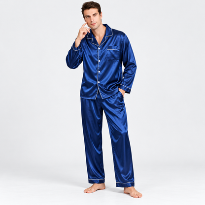 Men's Pajamas Long Sleeve Pajama Set | Elastic Waistband Pants — photo 2