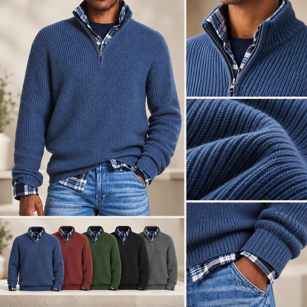 Men's Versatile Business Casual Zipper Sweater | Office Wear — photo 7