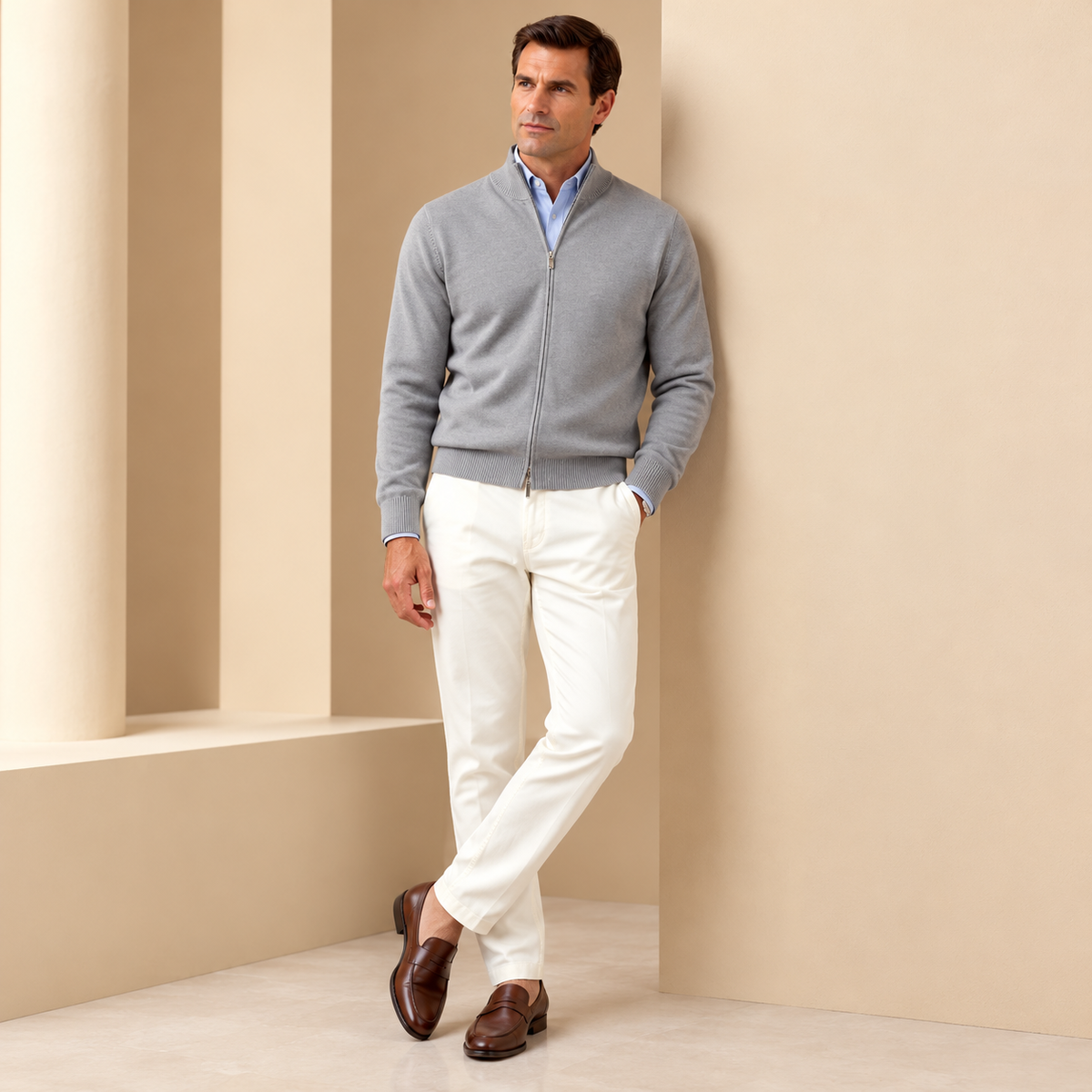 Men's Zip-Front Cardigan Slim-Fit | Casual Cardigan — photo 6