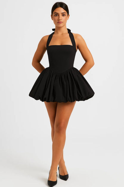 Halterneck Mini Dress with Voluminous Skirt | Vintage Style Party Dress for Women | Fit and Flare Sleeveless Occasion Wear — photo 6