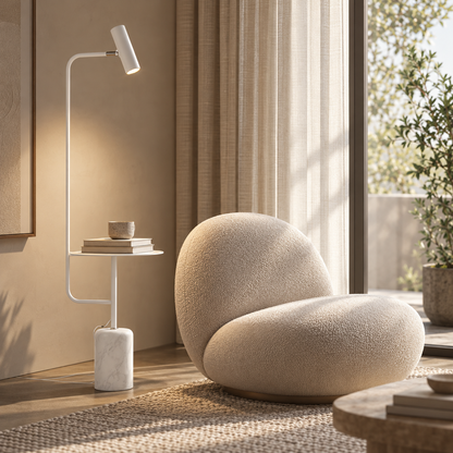 Modern Floor Lamp with Side Table for Bedroom Accent Lighting — photo 6