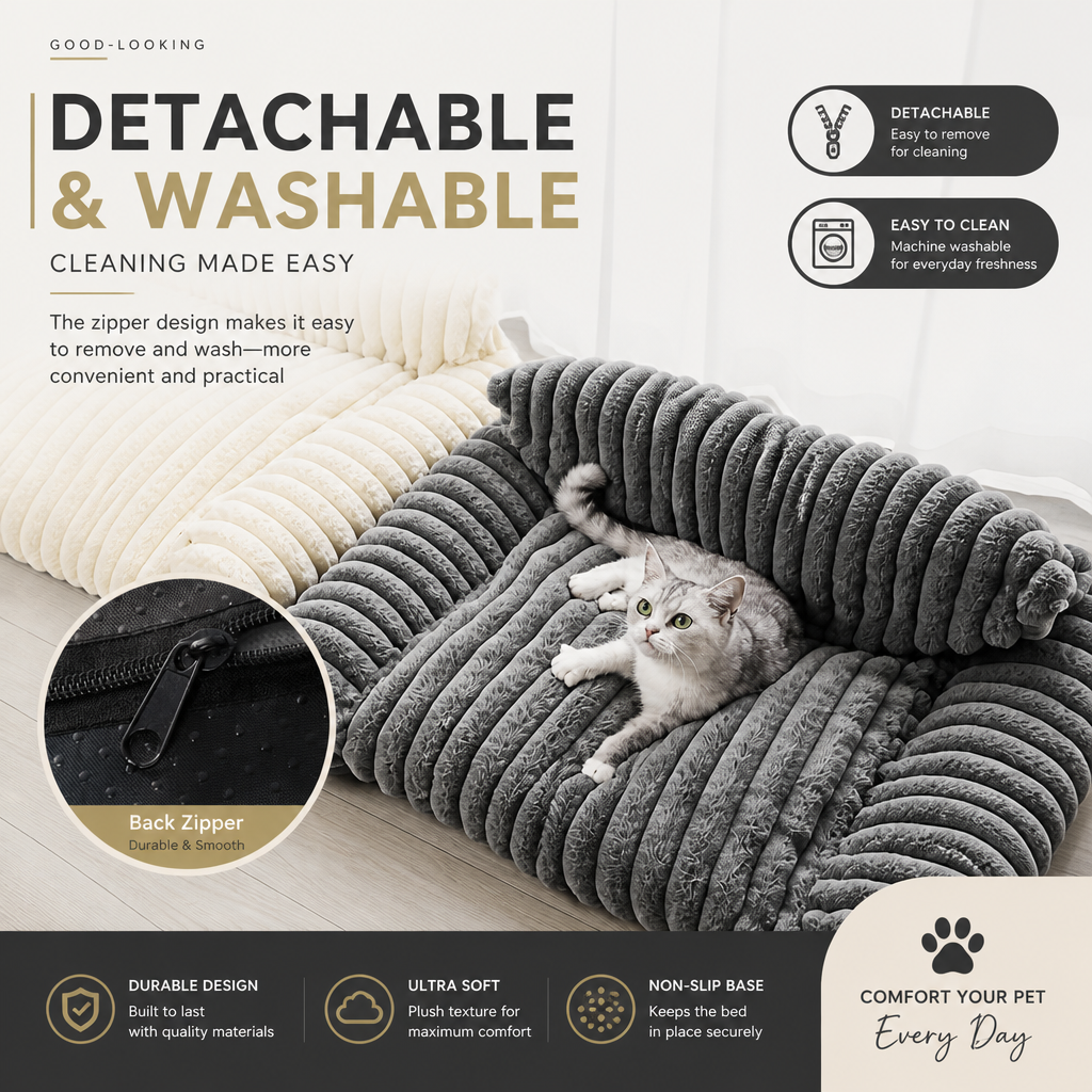 Nordspur | Fluffy Cloud Cat Sofa Bed with Soft Bolsters & Washable Covers — photo 4