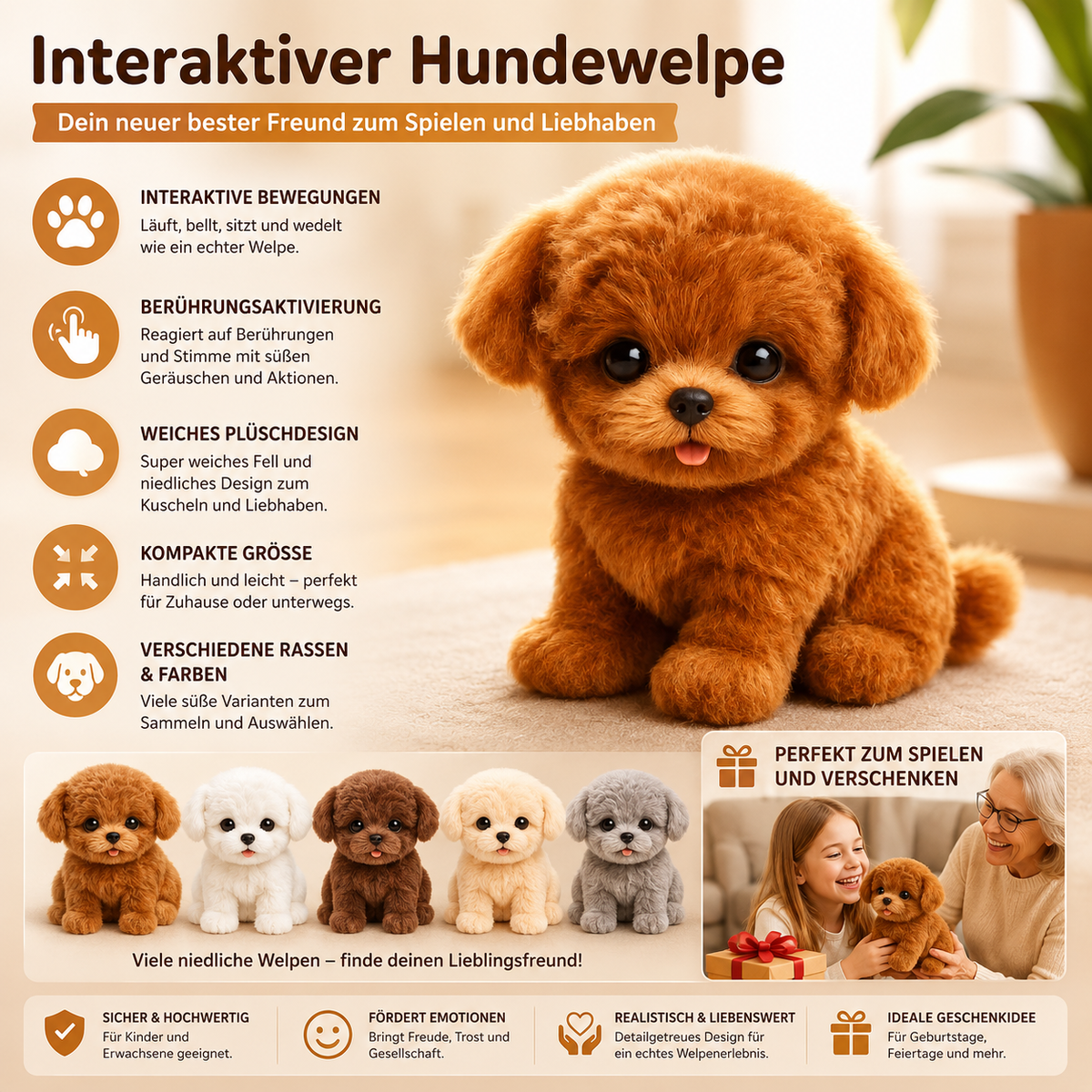 Interactive Plush Dog — Realistic Steps, Barks, and Tail Wags — photo 4