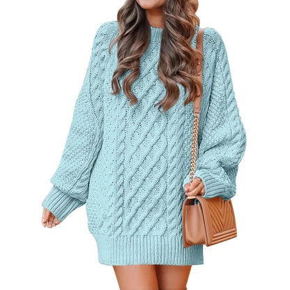 Women's Cable Knit Sweater Dress – Long Sleeve Oversized Knit Mini Dress — photo 6