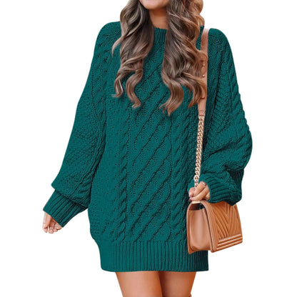 Women's Cable Knit Sweater Dress – Long Sleeve Oversized Knit Mini Dress — photo 8