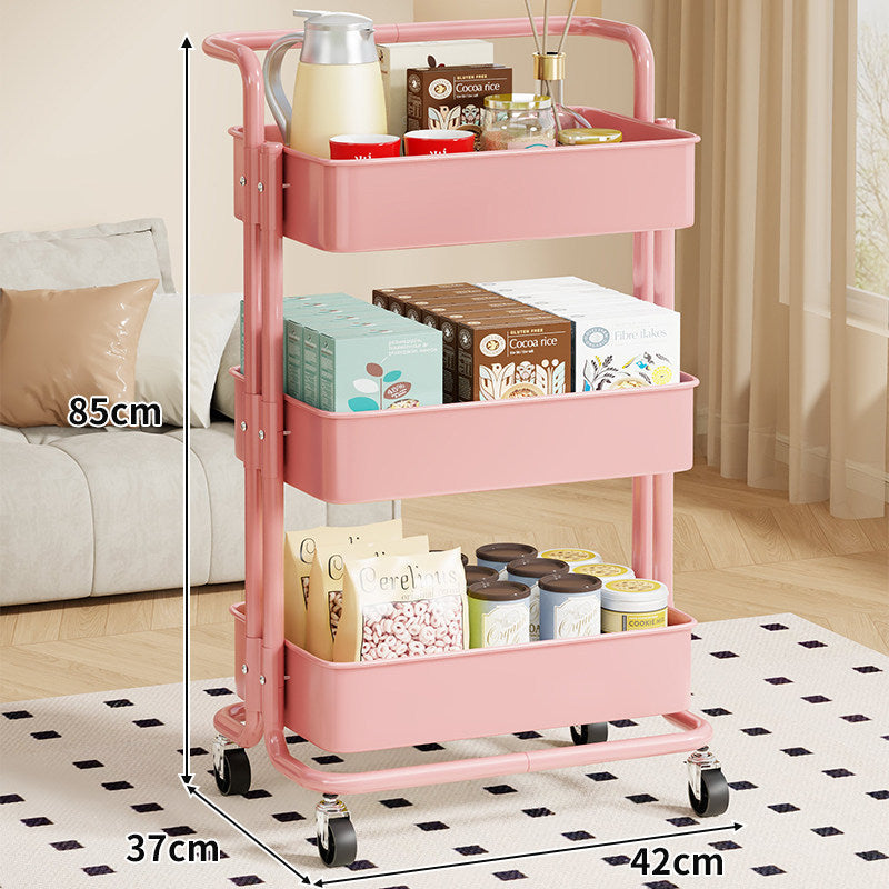 Triple-Tier Mobile Kitchen Storage Trolley with Deep Bins and Locking Casters — photo 1