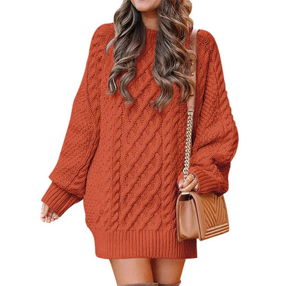 Women's Cable Knit Sweater Dress – Long Sleeve Oversized Knit Mini Dress — photo 3
