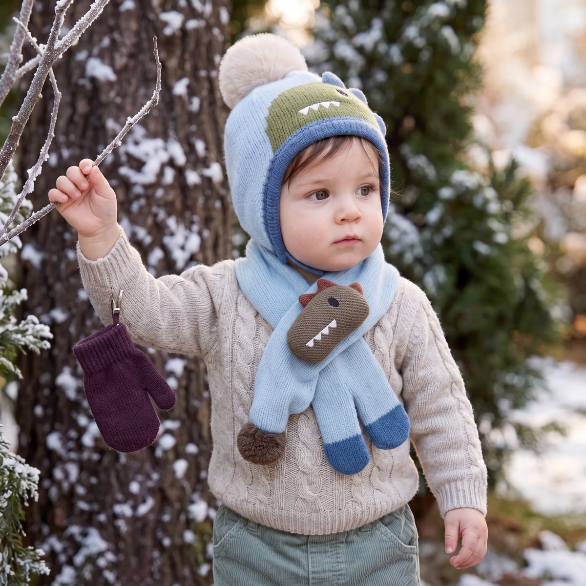 Baby Animal Bobble Hat and Scarf — photo 2