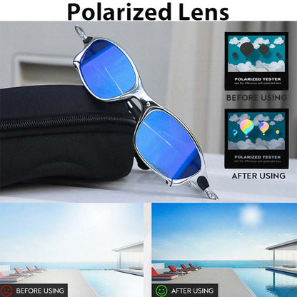 Polarised UV400 Square Sunglasses with Lightweight Metal Frame and Mirror Lenses for Riding — photo 3