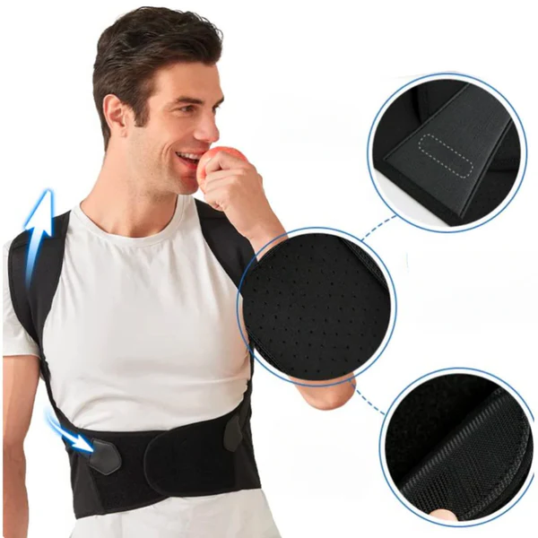Adjustable Posture Support Brace in Breathable Elastic Fabric, Lightweight Everyday Back Support — photo 4