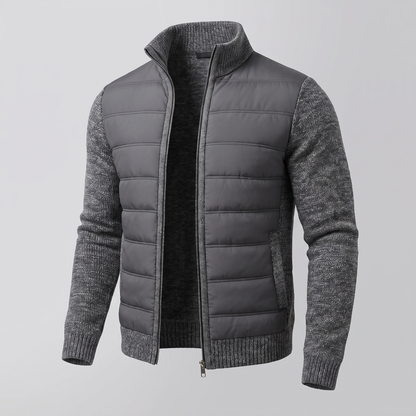 Men's Puffer Jacket with Fleece Sleeves, Fitted Cut and Light Insulation — photo 2