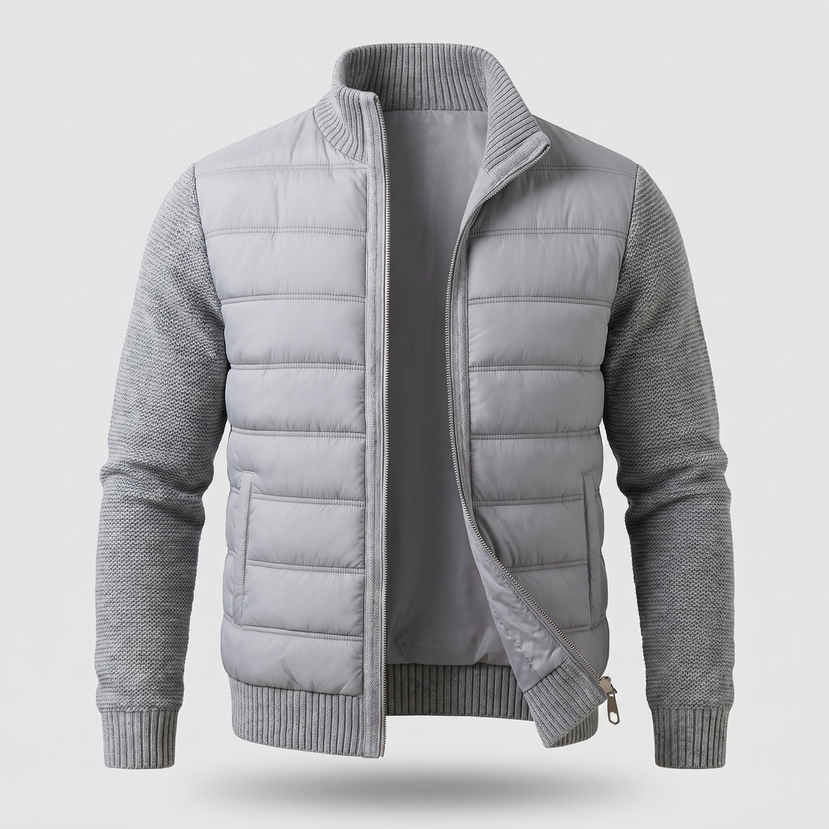 Men's Puffer Jacket with Fleece Sleeves, Fitted Cut and Light Insulation — photo 3