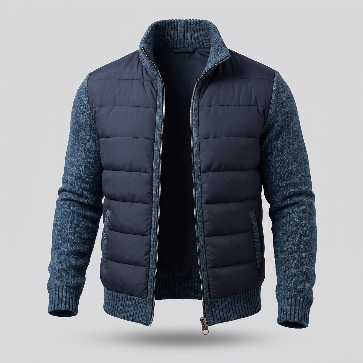 Men's Puffer Jacket with Fleece Sleeves, Fitted Cut and Light Insulation — photo 4