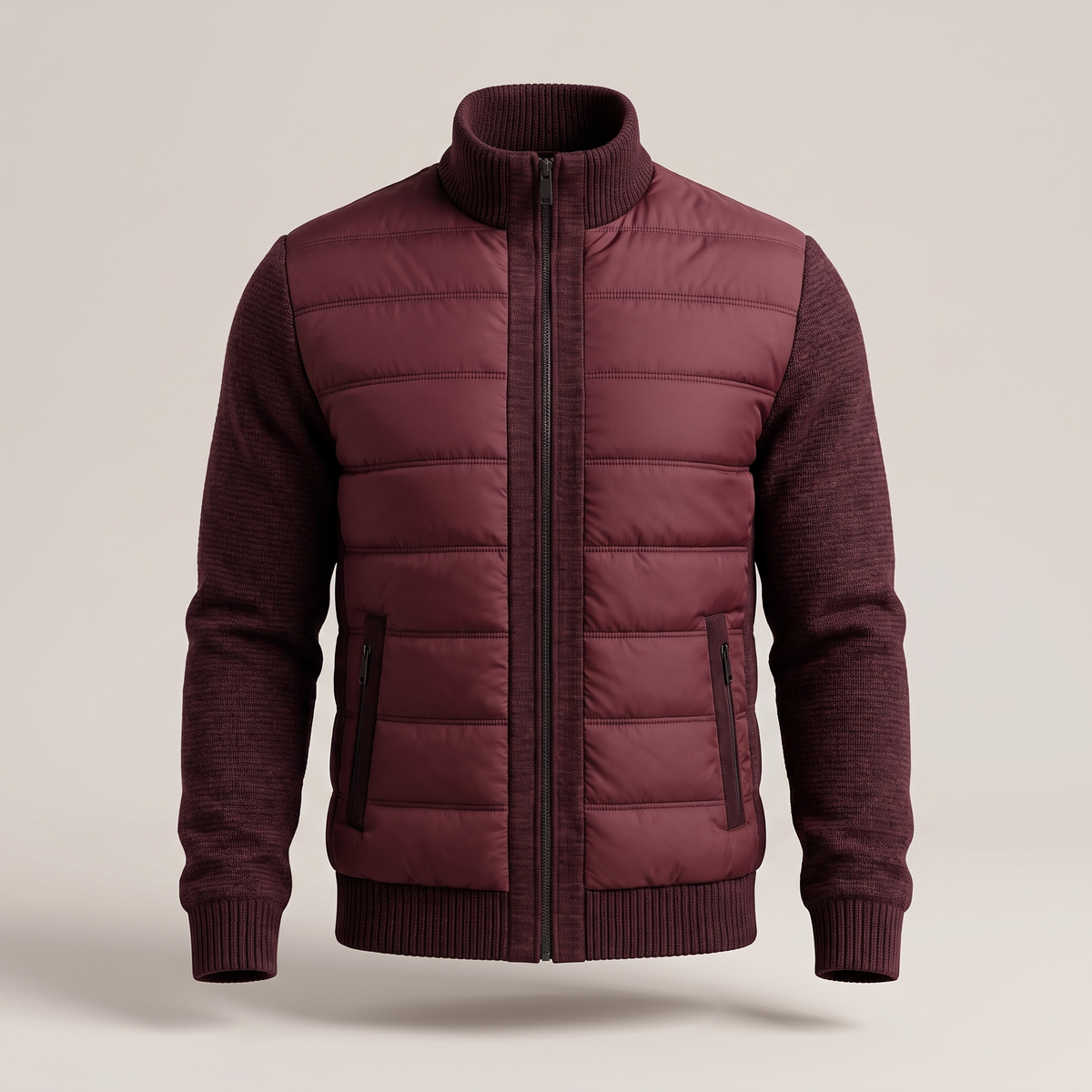 Men's Puffer Jacket with Fleece Sleeves, Fitted Cut and Light Insulation — photo 5