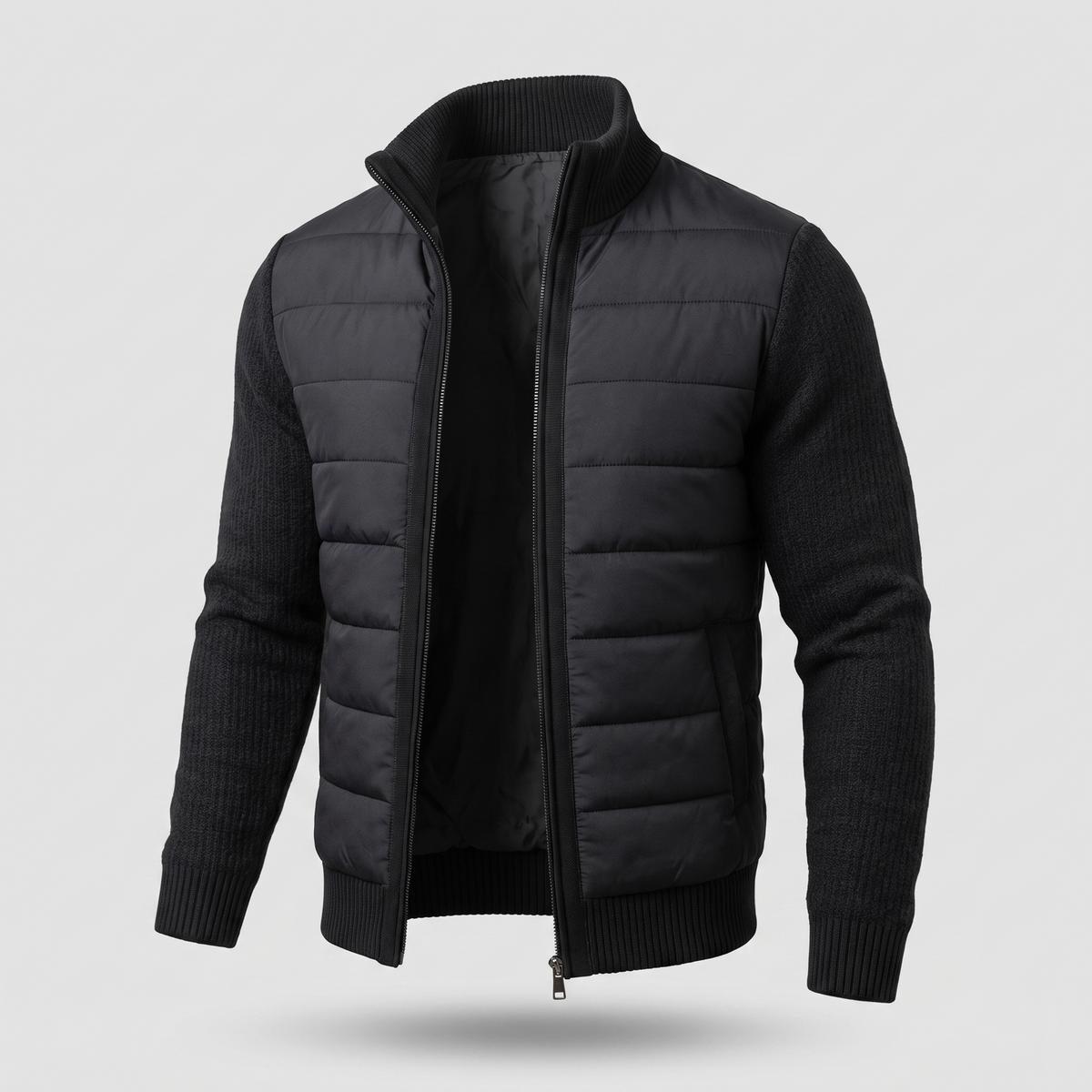 Men's Puffer Jacket with Fleece Sleeves, Fitted Cut and Light Insulation — photo 6