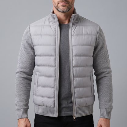 Men's Puffer Jacket with Fleece Sleeves, Fitted Cut and Light Insulation — photo 1