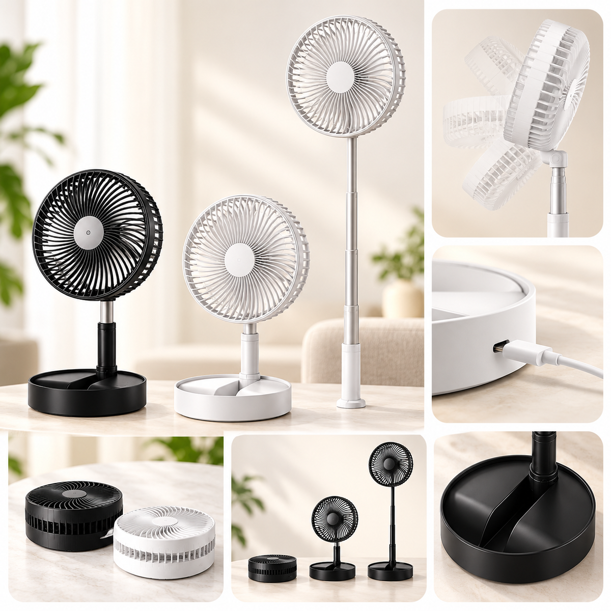 Retractable Fan Battery Operated USB Rechargeable Design — photo 4