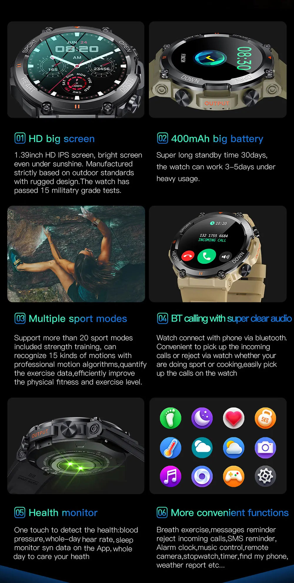 Rugged Outdoor Smartwatch with 1.39 Inch Round Display, Long Battery Life and Activity Tracking — photo 18