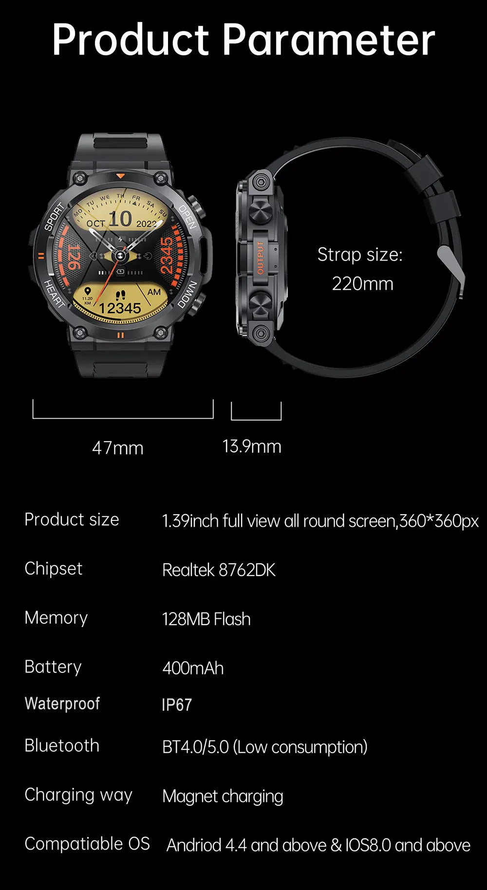 Rugged Outdoor Smartwatch with 1.39 Inch Round Display, Long Battery Life and Activity Tracking — photo 21