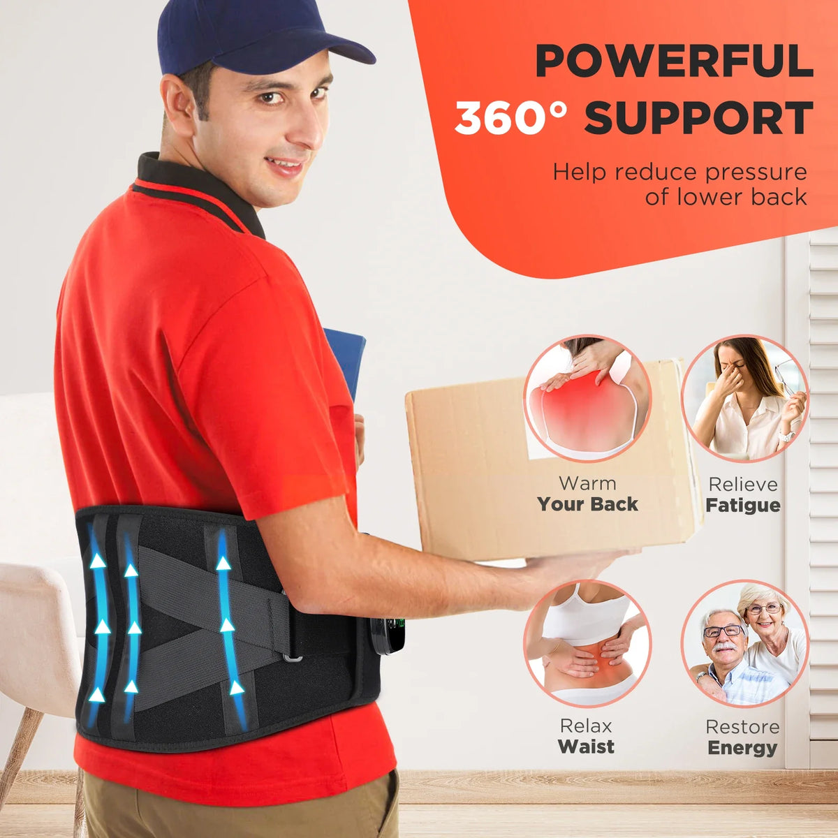 Electric Heated Waist Massager Belt – Lumbar Support Brace with Heat & Vibration Therapy — photo 5