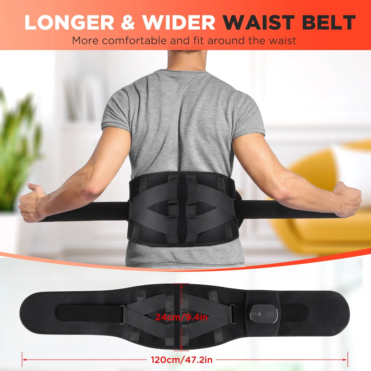 Electric Heated Waist Massager Belt – Lumbar Support Brace with Heat & Vibration Therapy — photo 6