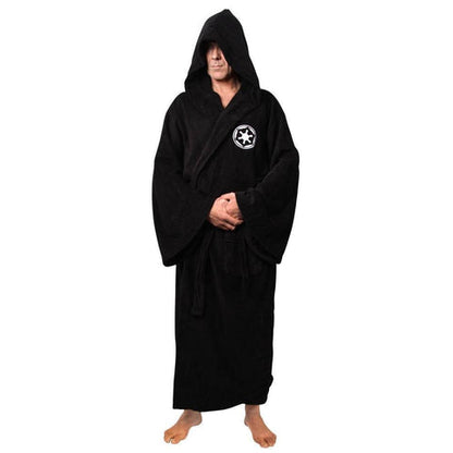 Men's Long Flannel Robe with Hood – Warm Extra-Long Hooded Bathrobe with Belt, Absorbent, Black or Brown – Hommes — photo 9