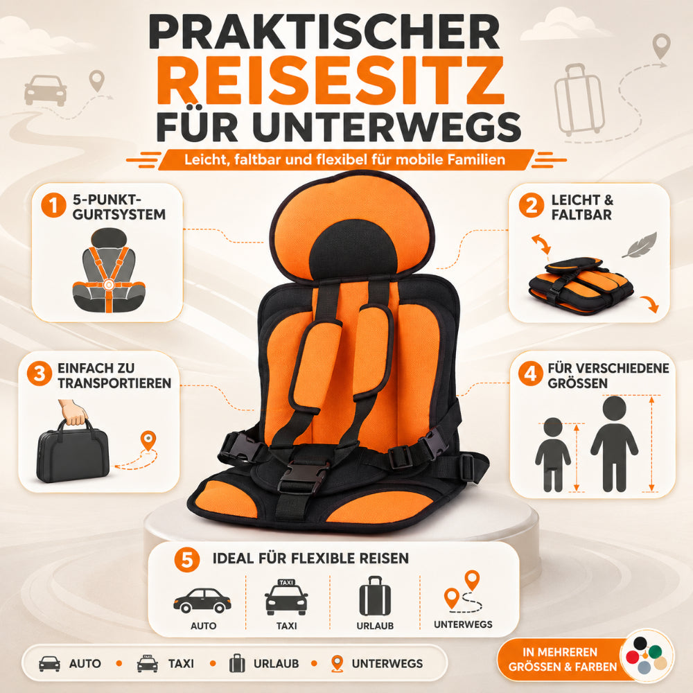 Safe Child Car Travel Seat — Compact Foldable Design, Quick Assembly — photo 1