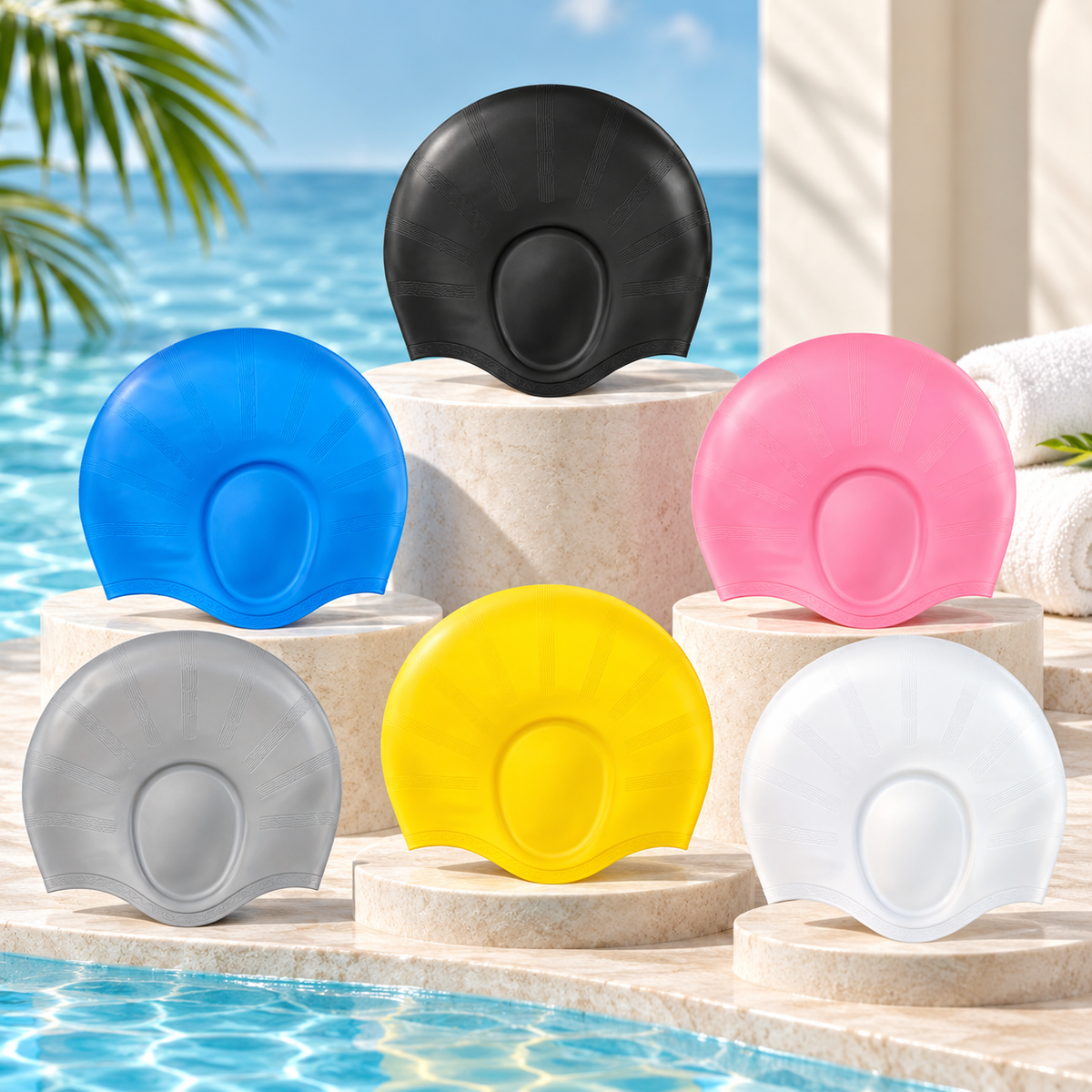 Silicone Swim Cap with Ear Protection for Long Hair Training — photo 8