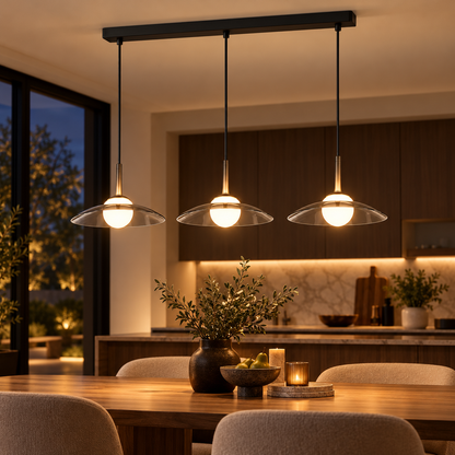 Smoky Glass LED Pendant Light Dimmable Dome Modern — photo 2