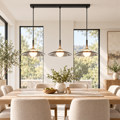 Smoky Glass LED Pendant Light Dimmable Dome Modern — photo 5