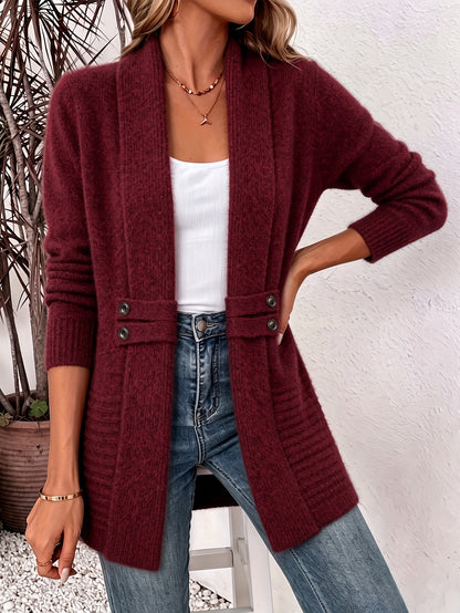 Women's Long Knit Cardigan with Flattering Fit and Shawl Collar — photo 7