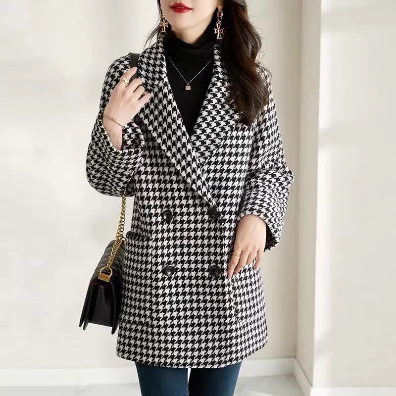 Women's Wool-Effect Houndstooth Blazer Coat — photo 7