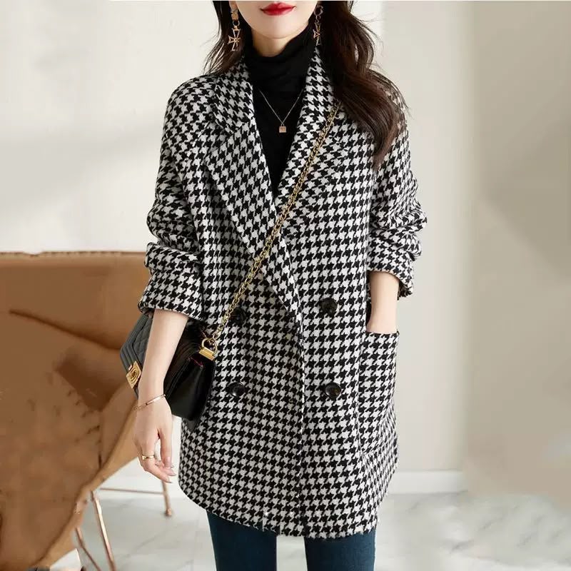 Women's Wool-Effect Houndstooth Blazer Coat — photo 8
