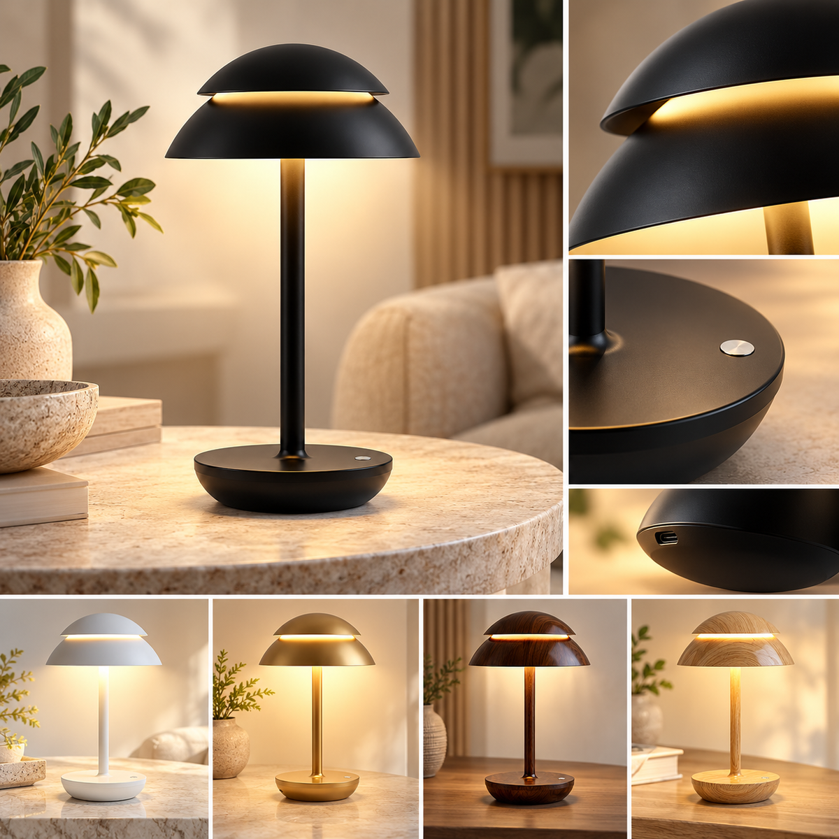 Warm Table Lamp Rechargeable Modern Design — photo 8